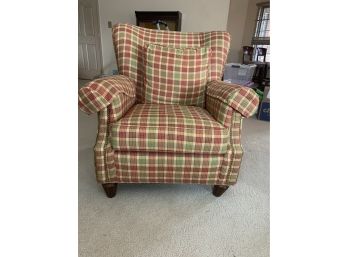Impeccable Red And Sage Green Plaid Chair BFR