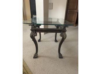 Glass Topped Metal End Table BFR