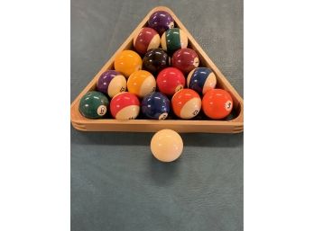 Set Of Pool Balls With Triangle And Rule Books Bsw