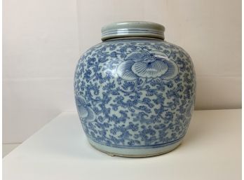 Blue And White Glazed  Chinese Jar With Lid