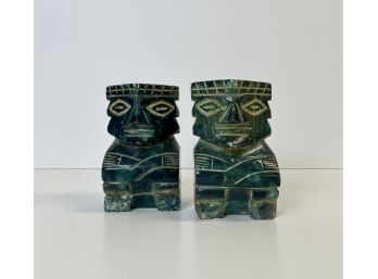 Pair Of South American Malachite Carved Bookends
