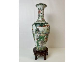 Beautiful 20th C. Famille Verte Vase With Kangxi Markings