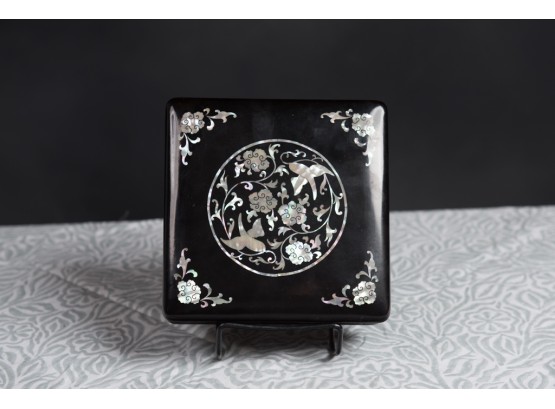 Mother Of Pearl Black Lacquer Trinket Box Personalized To Lt. Don Gaubere