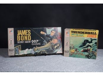 Vintage Milton Bradley James Bond 1965 Puzzle And Secret Agent Game 1964