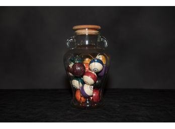 Jar Filled With Vintage Billiard Balls