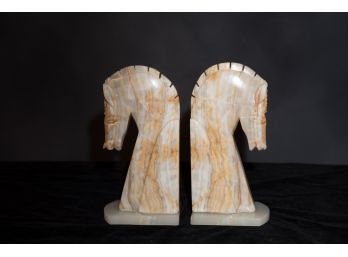 Large Horse Head Onyx Bookends