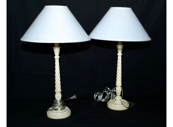 Pair Of Ethan Allen Candlestick Lamps