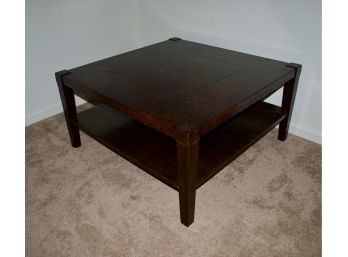 South Cone Trading Company Leather Top Coffee Table