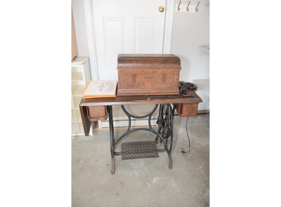 Antique Euclid Sewing Machine And Portable Iron