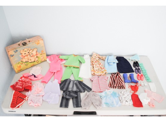 Box Of Vintage Doll Clothes And Accessories