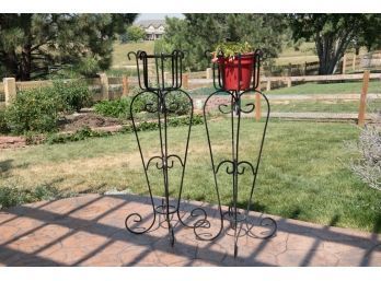 Pair Of Tall Wrought Iron Plant Stands