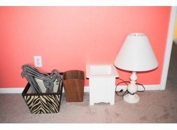 Lot Of Home Items Including Hangers And Lamp