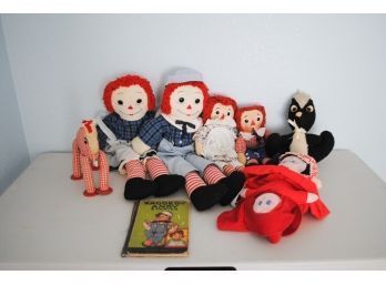 Vintage Raggedy Ann & Andy Lot Including 1960s Knickerbocker Horse And Dolls