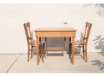 Mission Style Quarter Sawn Library Desk And Chairs