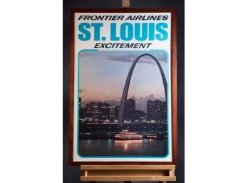 Vintage Frontier Airlines St. Louis Framed  Travel Poster