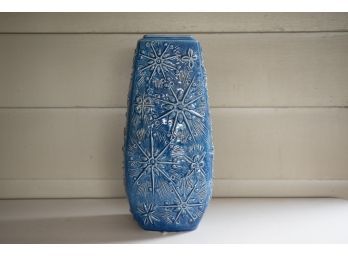 1970 German Ceramic Blue Starburst Vase