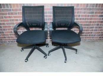 Pair Of Black Rolling Office Chairs #2