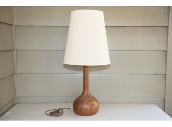 Vintage Danish Walnut Genie Lamp With Cream Shade