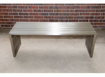 Slat Chrome Bench In The Style Of Milo Baughman