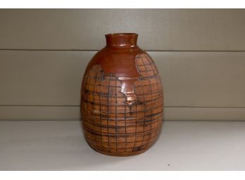 Signed Brown Glaze Ceramic Pot