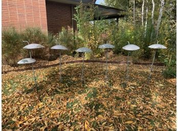 Lot Of 6 Mid Century Mushroom Hat Garden Lamps