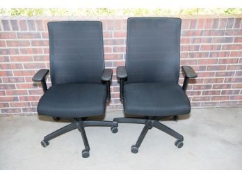 Pair Of Black Rolling Office Chairs #5