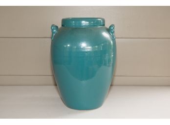 California Pottery Aqua Handled Ceramic Vase
