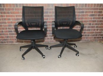 Pair Of Black Rolling Office Chairs #1