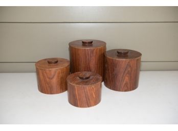 Mid Century Wooden Cannisters