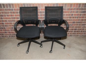 Pair Of Black Rolling Office Chairs #3