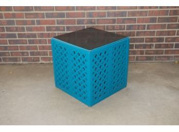 Teal Square Wooden Side Table