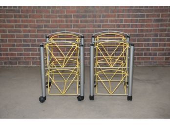 Pair Of Contemporary Wire Rolling File Carts