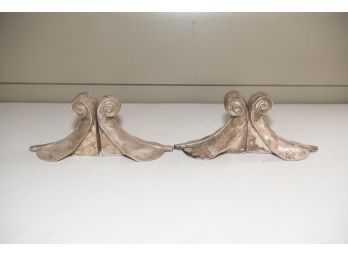 Two Pair Of Metal Leaf Bookends