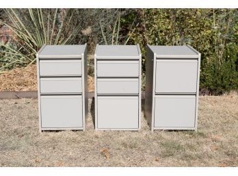 Lot Of Three Grey Rolling File Cabinets