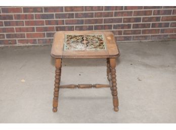 Northwest Chair Co. Wood And Tile Turned Leg Side Table
