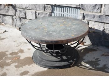 Outdoor Lidded Metal And Copper  Firepit