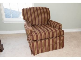 Thomasville Striped Swivel Chair With Beige Slip Cover