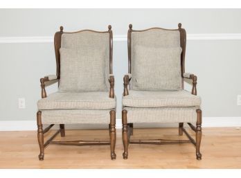 Pair Of Upholstered French Country Arm Chairs
