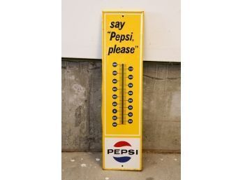 Vintage 1960s Pepsi Cola Thermometer Ad Sign