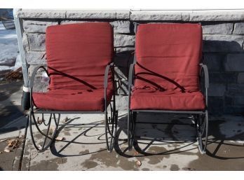 Pair Of Outdoor Iron Rocking Chairs