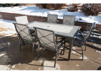 Tile Outdoor Patio Dining Table With 6 Chairs And Cushions (comes With Cover)