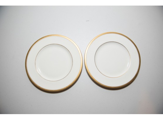 Set Of 2 Gold Rim Dessert Plates