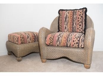 Wicker Club  Chair And Ottoman