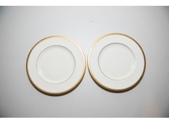 Set Of 2 Gold Rim Dessert Plates