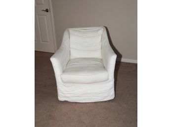 Crate And Barrell Keely Slip Cover Swivel Chair