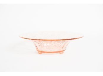 12' Pink Footed Bowl With Etched Glass