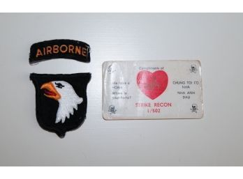 Vietnam Era Airborne Patches And Strike Recon Card
