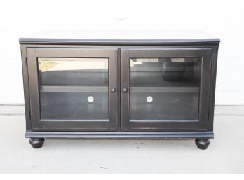 Black Glass Front Media Stand Cabinet