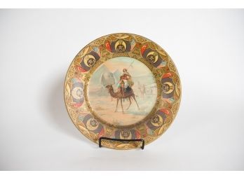 10' Antique Vienna Art Plate Featuring Rider On A Camel In Front Of The Sphinx