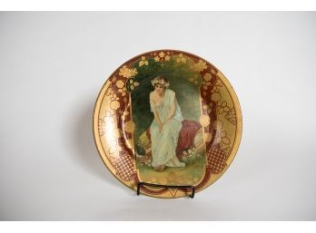 10' Antique Vienna Art Plate Featuring  Girl With A Rose Crown